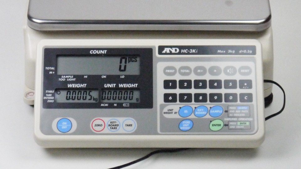 AND HC-3Ki เครื่องชั่งน้ำหนักดิจิตอล | 3Kg (Counting Scales) AND HC-3Ki เครื่องชั่งน้ำหนักดิจิตอล | 3Kg (Counting Scales)