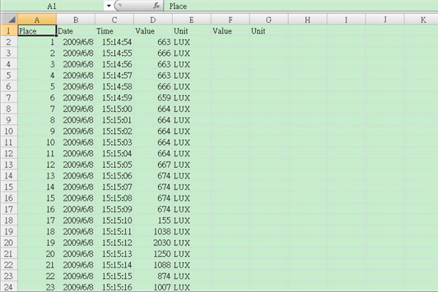 EXCEL data screen (for example) EXCEL data screen (for example)