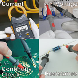 Test leads that reach all the way into outlets Test leads that reach all the way into outlets