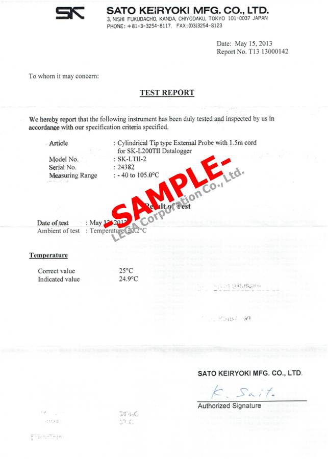 ตัวอย่าง: Test Report จากโรงงาน