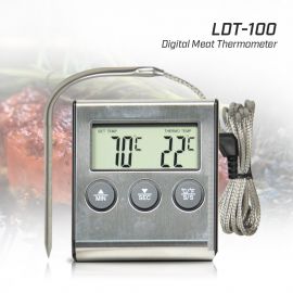 LONNMETER LDT-100 เครื่องวัดอุณหภูมิอาหารพร้อมฟังก์ชันจับเวลา | Digital Meat Thermometer & Timer (Max 250°C)
