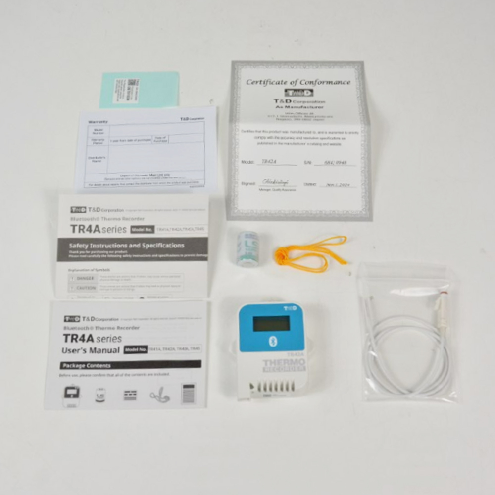 T&D TR-42A เครื่องบันทึกอุณหภูมิพร้อมโพรบวัดภายนอก 16,000 ข้อมูล | (Bluetooth Data Logger)
 T&D TR-42A เครื่องบันทึกอุณหภูมิพร้อมโพรบวัดภายนอก 16,000 ข้อมูล | (Bluetooth Data Logger)