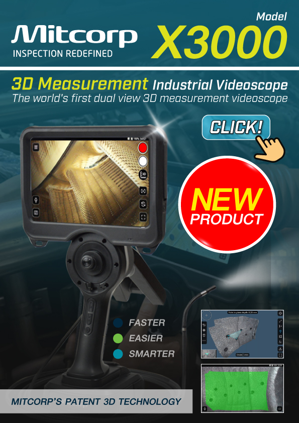 MITCORP MITC-X3000-60D4W-FS-3M-TU-M-3D กล้องส่องท่ออุตสาหกรรม 3D รุ่น Dual View (3D Measurement)