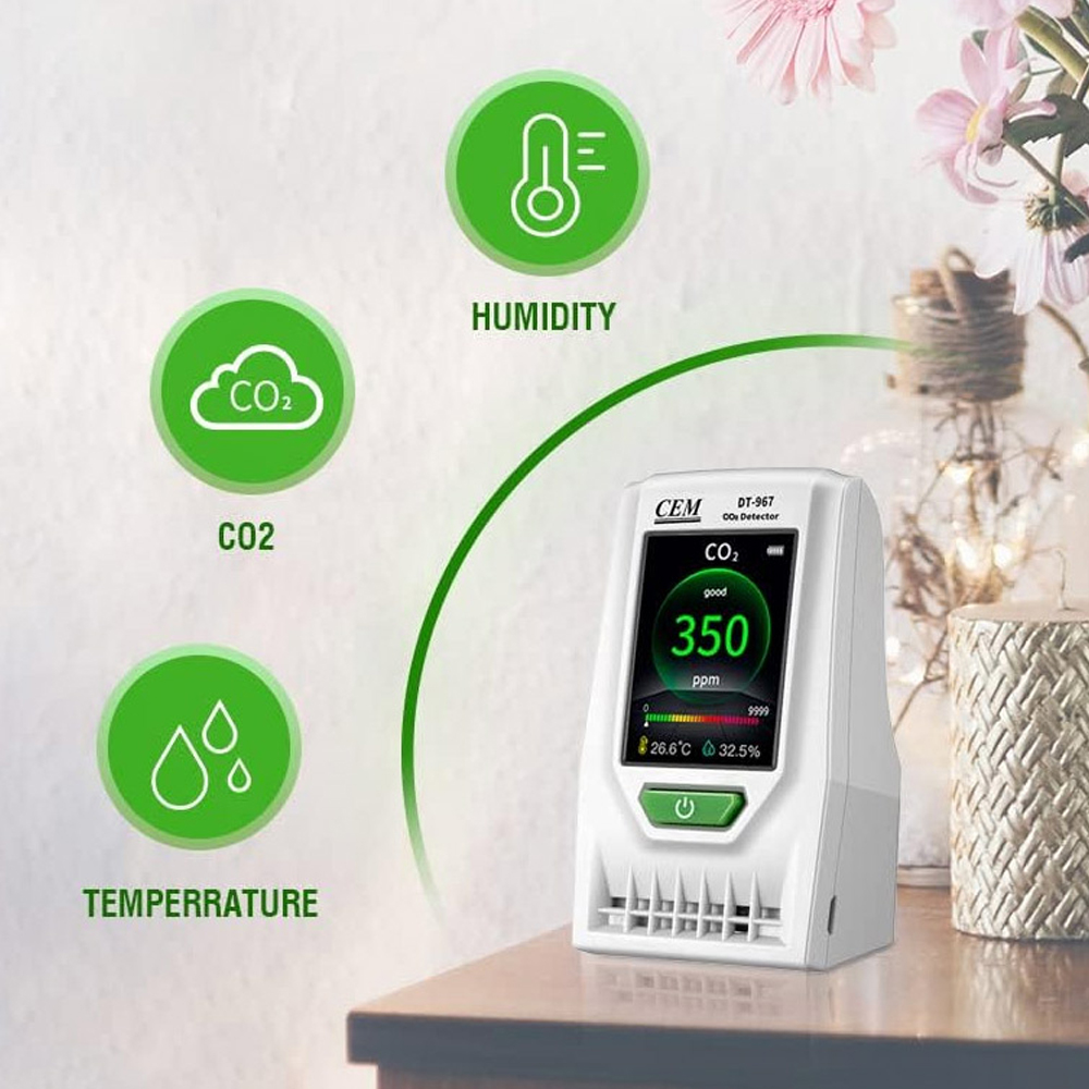 CEM DT-968 เครื่องวัดคุณภาพอากาศ PM2.5/PM10 แบบดิจิตอล พร้อมวัดอุณหภูมิและความชื้น CEM DT-968 เครื่องวัดคุณภาพอากาศ PM2.5/PM10 แบบดิจิตอล พร้อมวัดอุณหภูมิและความชื้น