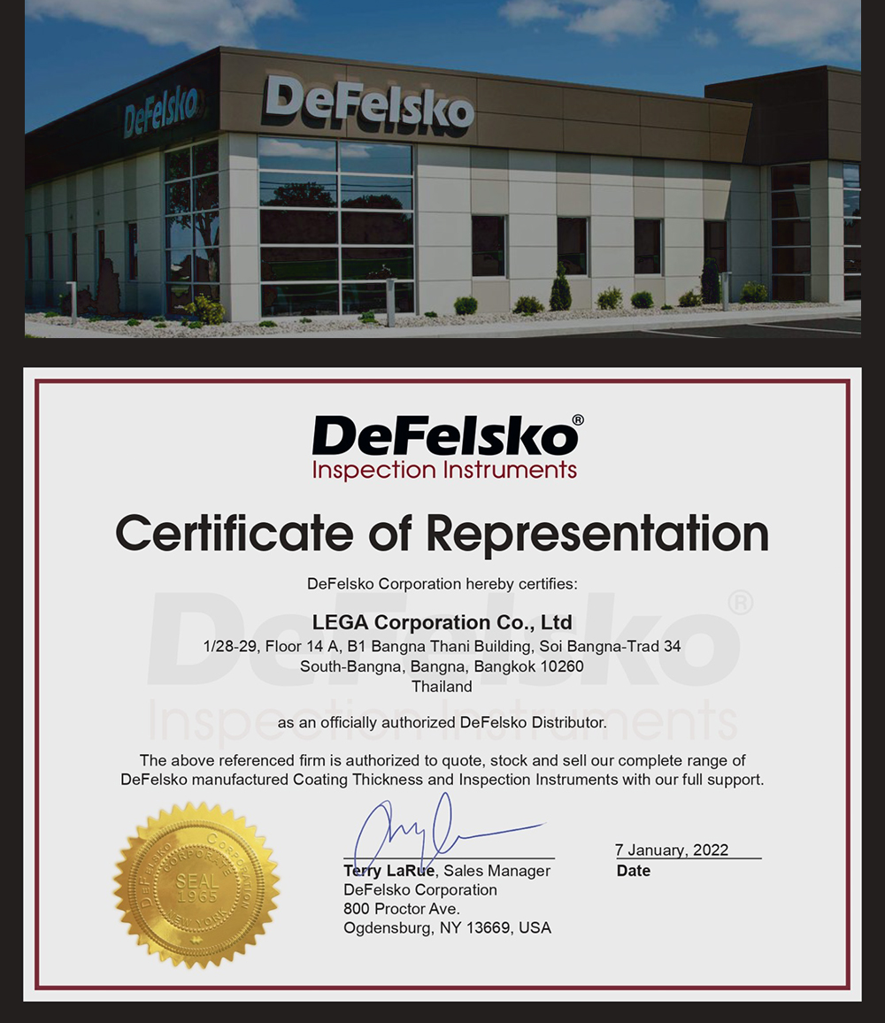 LEGA Corporation Co., Ltd as an officially authorized DeFelsko Distributor