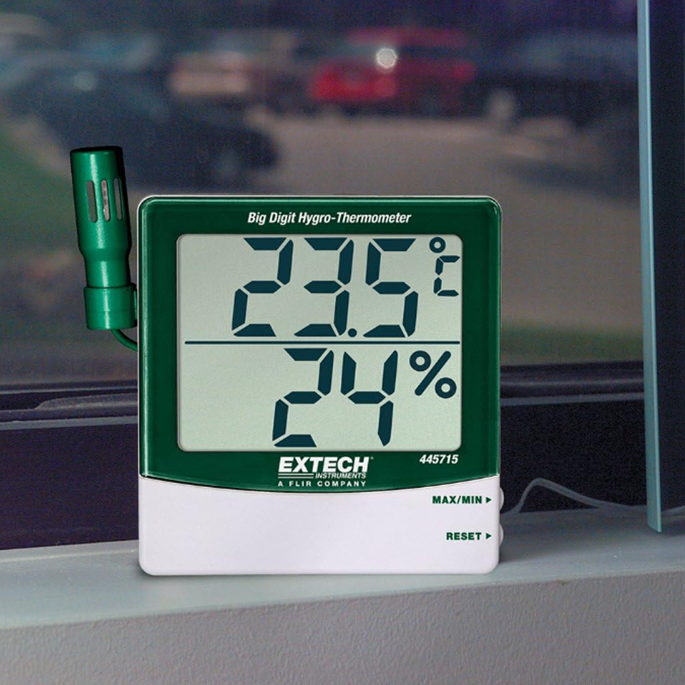 Extech 445715 เครื่องวัดอุณหภูมิและความชื้นแบบมีหัววัดภายนอก พร้อมจอใหญ่ 2 บรรทัด Extech 445715 เครื่องวัดอุณหภูมิและความชื้นแบบมีหัววัดภายนอก พร้อมจอใหญ่ 2 บรรทัด