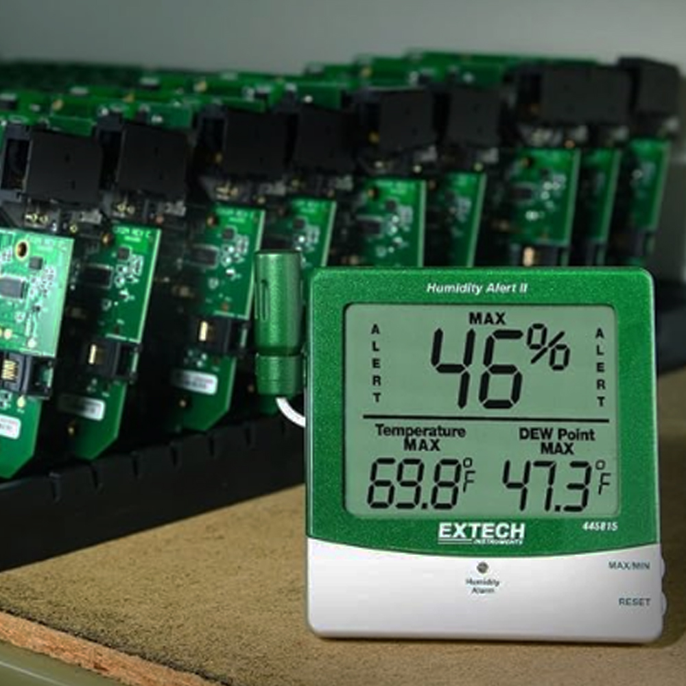 Extech 445815 เครื่องวัดอุณหภูมิและความชื้นสัมพัทธ์ พร้อมแจ้งเตือนความชื้นและแสดงค่า Dew Point
 Extech 445815 เครื่องวัดอุณหภูมิและความชื้นสัมพัทธ์ พร้อมแจ้งเตือนความชื้นและแสดงค่า Dew Point
