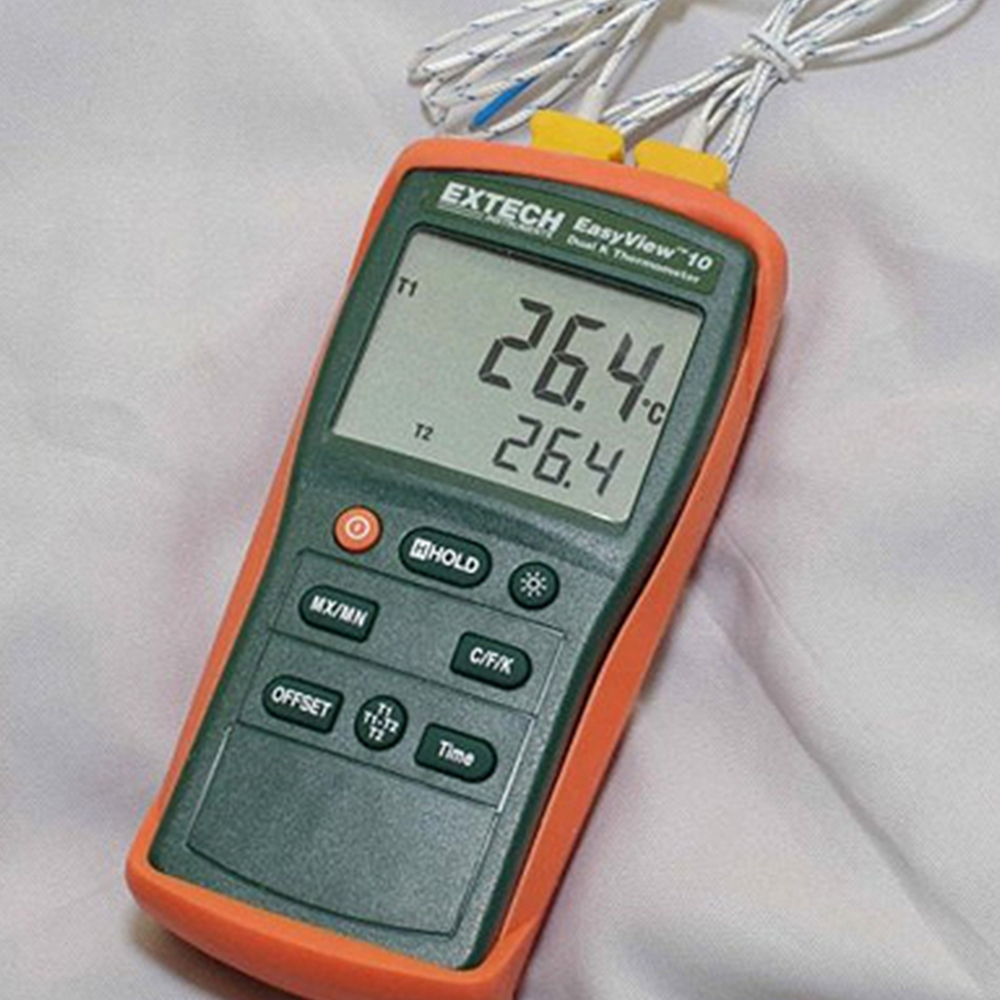Extech EA10 | เครื่องวัดอุณหภูมิ Type K แบบ 2 ช่อง จอ Backlight พร้อม Timer & Min/Max Extech EA10 | เครื่องวัดอุณหภูมิ Type K แบบ 2 ช่อง จอ Backlight พร้อม Timer & Min/Max