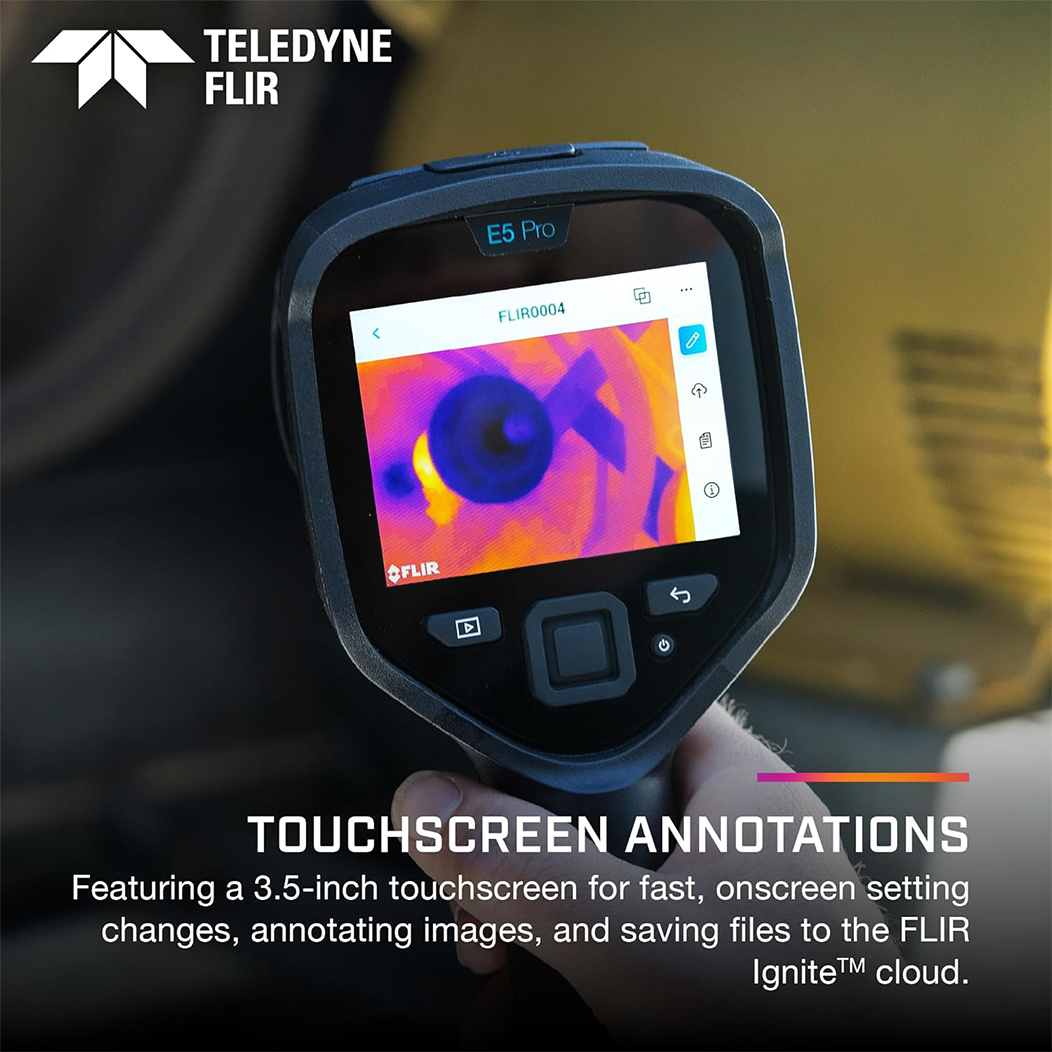FLIR E5 Pro กล้องถ่ายภาพความร้อนความละเอียด 160×120 พิกเซล พร้อม MSX® และเชื่อมต่อคลาวด์ Ignite™ FLIR E5 Pro กล้องถ่ายภาพความร้อนความละเอียด 160×120 พิกเซล พร้อม MSX® และเชื่อมต่อคลาวด์ Ignite™