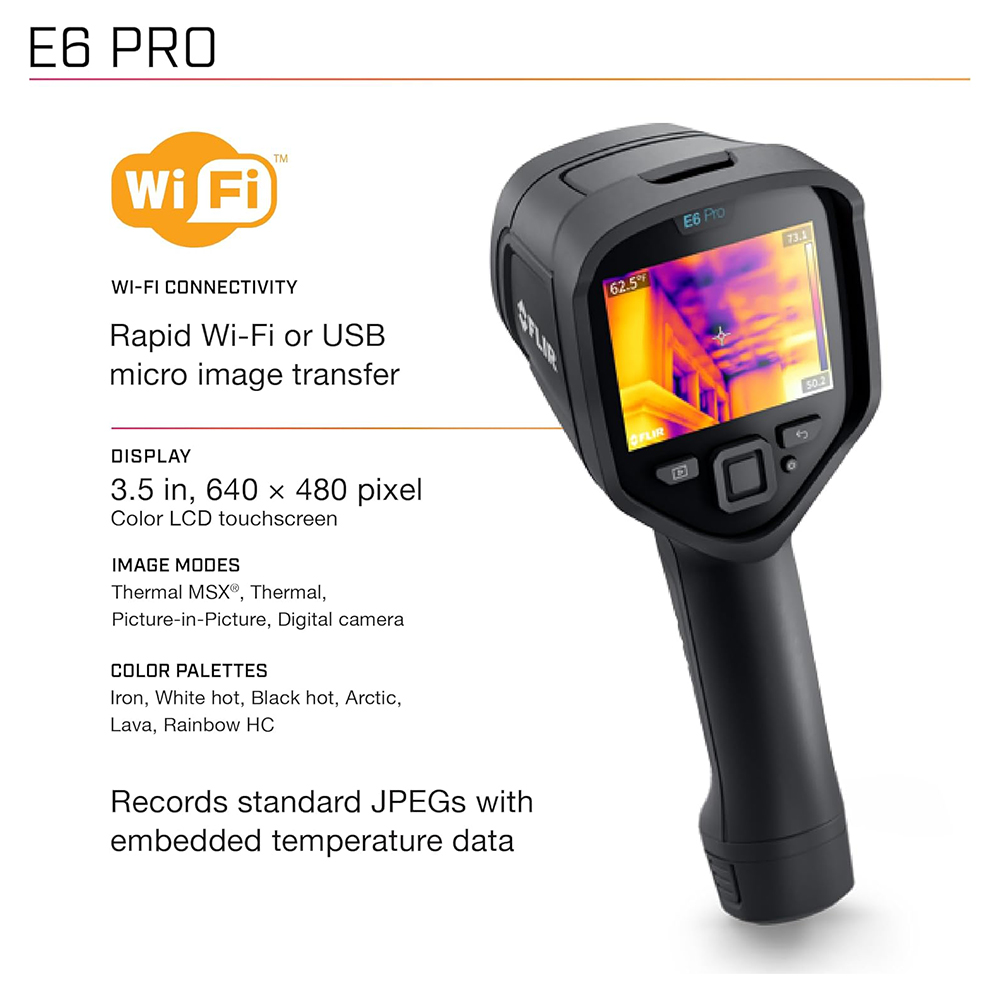 FLIR E6 Pro กล้องถ่ายภาพความร้อนความละเอียด 43,200 พิกเซล พร้อมเทคโนโลยี MSX® และระบบเชื่อมต่อคลาวด์ Ignite™ | Max 550°C
 FLIR E6 Pro กล้องถ่ายภาพความร้อนความละเอียด 43,200 พิกเซล พร้อมเทคโนโลยี MSX® และระบบเชื่อมต่อคลาวด์ Ignite™ | Max 550°C
