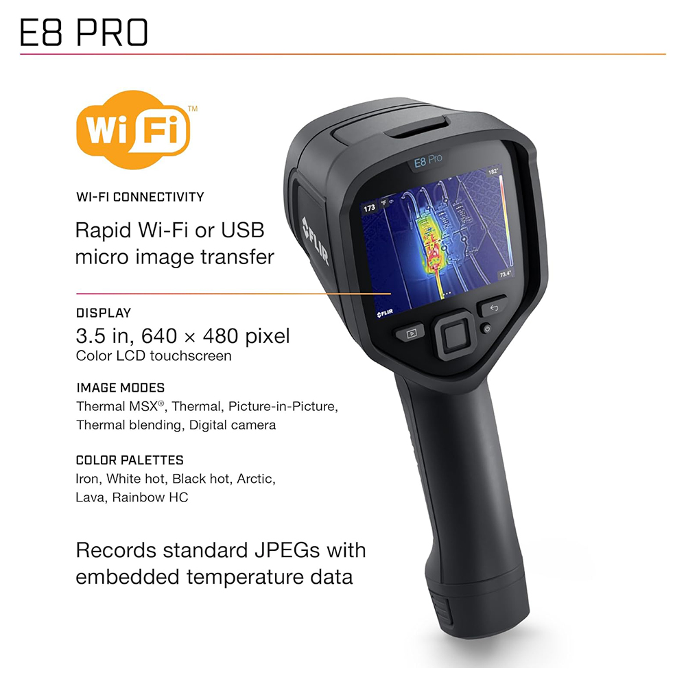 FLIR E8 Pro กล้องถ่ายภาพความร้อนความละเอียด 76,800 พิกเซล พร้อมเทคโนโลยี MSX® และระบบเชื่อมต่อคลาวด์ Ignite™ | Max 550°C
FLIR E8 Pro กล้องถ่ายภาพความร้อนความละเอียด 76,800 พิกเซล พร้อมเทคโนโลยี MSX® และระบบเชื่อมต่อคลาวด์ Ignite™ | Max 550°C