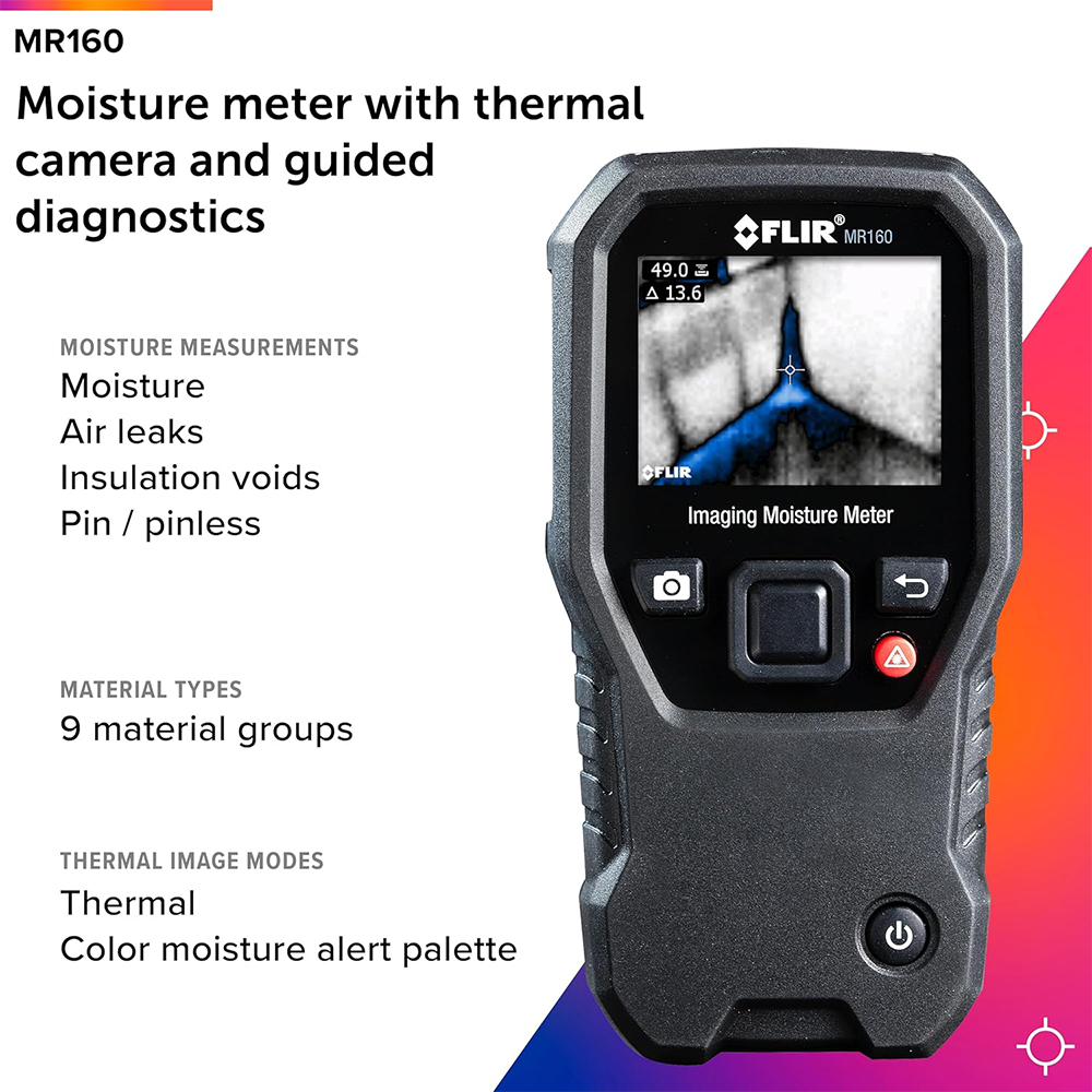 FLIR MR160 กล้องถ่ายภาพความร้อนตรวจจับความชื้น (Imaging Moisture Meter with IGM™ Technology)
 FLIR MR160 กล้องถ่ายภาพความร้อนตรวจจับความชื้น (Imaging Moisture Meter with IGM™ Technology)