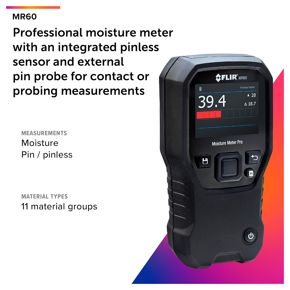 FLIR MR60 เครื่องวัดความชื้นพื้นผิวและวัสดุแบบมืออาชีพ | Moisture Meter Pro
 FLIR MR60 เครื่องวัดความชื้นพื้นผิวและวัสดุแบบมืออาชีพ | Moisture Meter Pro