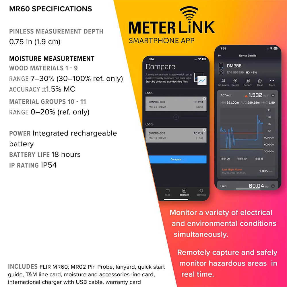 FLIR MR60 เครื่องวัดความชื้นพื้นผิวและวัสดุแบบมืออาชีพ | Moisture Meter Pro
 FLIR MR60 เครื่องวัดความชื้นพื้นผิวและวัสดุแบบมืออาชีพ | Moisture Meter Pro