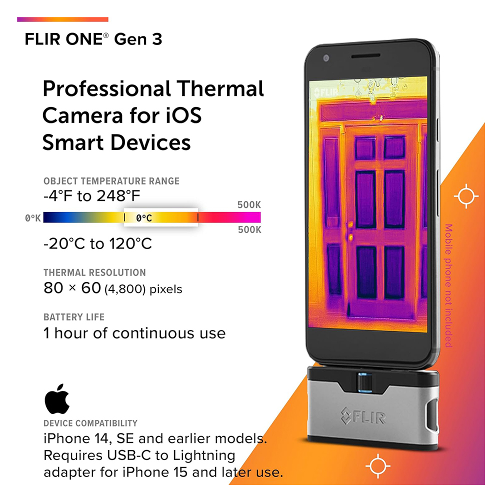 FLIR ONE Gen3 iOS (USB-C) กล้องถ่ายภาพความร้อนสำหรับสมาร์ตโฟน iOS ความละเอียด 80x60 พิกเซล | Max 120°C
FLIR ONE Gen3 iOS (USB-C) กล้องถ่ายภาพความร้อนสำหรับสมาร์ตโฟน iOS ความละเอียด 80x60 พิกเซล | Max 120°C