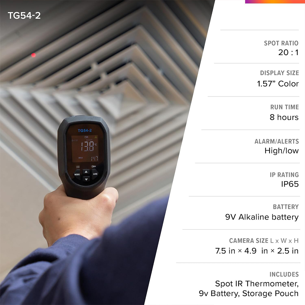 FLIR TG54-2 Infrared Thermometer เครื่องวัดอุณหภูมิอินฟราเรดแบบไม่สัมผัส | Max 850°C
 FLIR TG54-2 Infrared Thermometer เครื่องวัดอุณหภูมิอินฟราเรดแบบไม่สัมผัส | Max 850°C