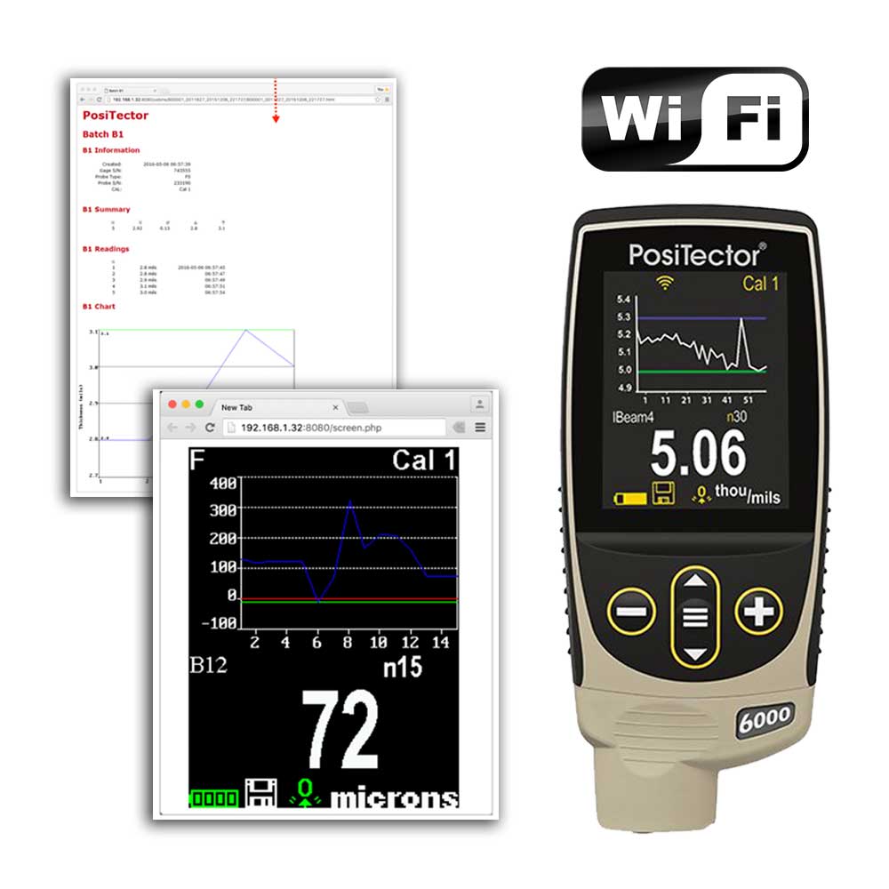 PosiTector Advanced WiFi features allow users to wirelessly 
