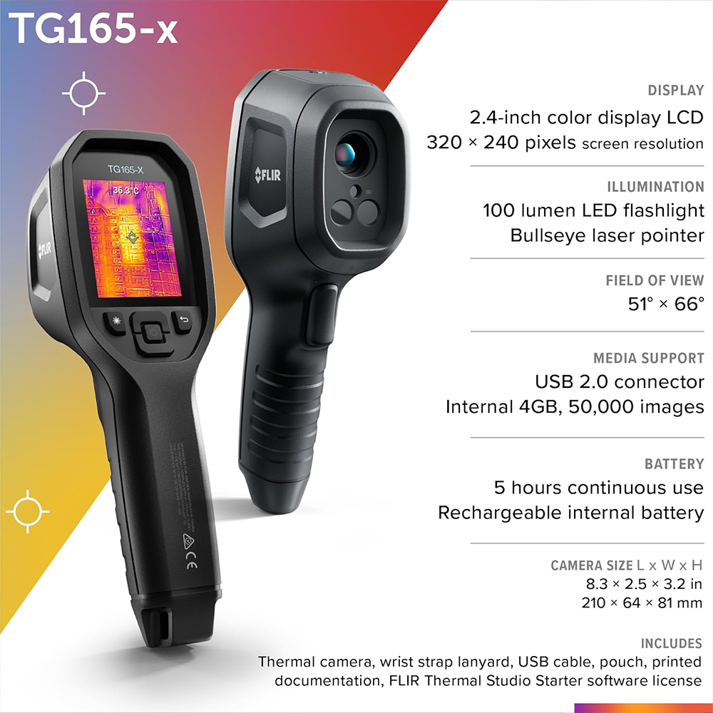 FLIR TG165-X กล้องถ่ายภาพความร้อนแบบพกพา พร้อมวัดอุณหภูมิอินฟราเรด -25°C ถึง 300°C
FLIR TG165-X กล้องถ่ายภาพความร้อนแบบพกพา พร้อมวัดอุณหภูมิอินฟราเรด -25°C ถึง 300°C