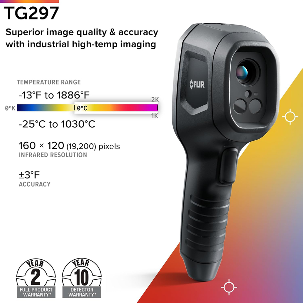 FLIR TG297 กล้องถ่ายภาพความร้อน วัดอุณหภูมิสูงสุด 1030°C FLIR TG297 กล้องถ่ายภาพความร้อน วัดอุณหภูมิสูงสุด 1030°C