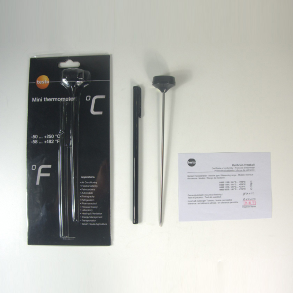 Testo 0560 1111 เทอร์โมมิเตอร์วัดอุณหภูมิแบบเจาะจุ่ม ขนาดเล็ก โพรบยาวพิเศษ Testo 0560 1111 เทอร์โมมิเตอร์วัดอุณหภูมิแบบเจาะจุ่ม ขนาดเล็ก โพรบยาวพิเศษ