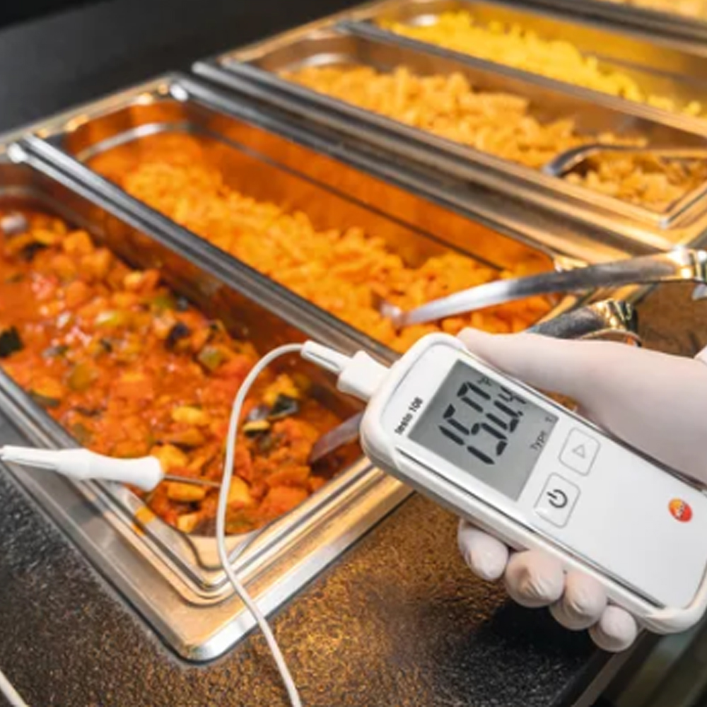 Testo 108 เครื่องวัดอุณหภูมิแบบเทอร์โมคัปเปิล Type T/K สำหรับงานอุตสาหกรรมอาหาร มาตรฐาน HACCP, IP67 Testo 108 เครื่องวัดอุณหภูมิแบบเทอร์โมคัปเปิล Type T/K สำหรับงานอุตสาหกรรมอาหาร มาตรฐาน HACCP, IP67