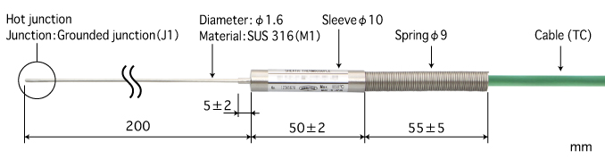 Anritsu B1.6-K-J1-M1-L200-TC6-ANP โพรบวัดอุณหภูมิ Bendable Wiry Probes | Max.650℃ (Type K) Anritsu B1.6-K-J1-M1-L200-TC6-ANP โพรบวัดอุณหภูมิ Bendable Wiry Probes | Max.650℃ (Type K)