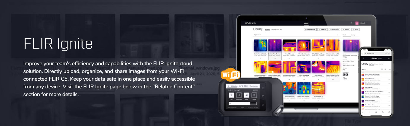 FLIR C5 กล้องถ่ายภาพความร้อนแบบพกพา (160 x 120 pixels) | พร้อม Cloud & Wi-Fi