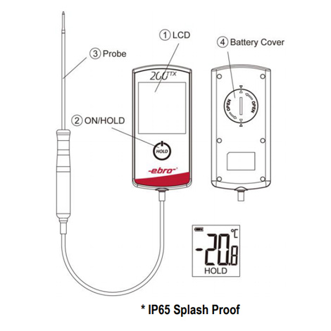 Ebro TTX-200 เครื่องวัดอุณหภูมิอาหาร Type T | IP65
 Ebro TTX-200 เครื่องวัดอุณหภูมิอาหาร Type T | IP65