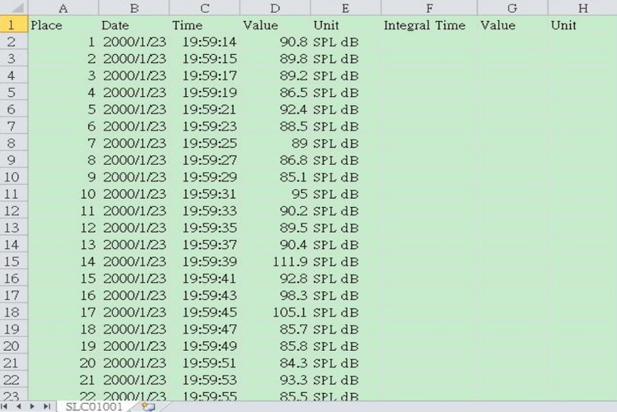 EXCEL data screen (for example) EXCEL data screen (for example)
