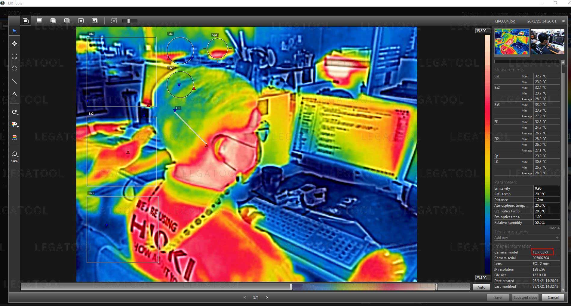 ภาพตัวอย่าง Report จากโปรแกรม FLIR Tools