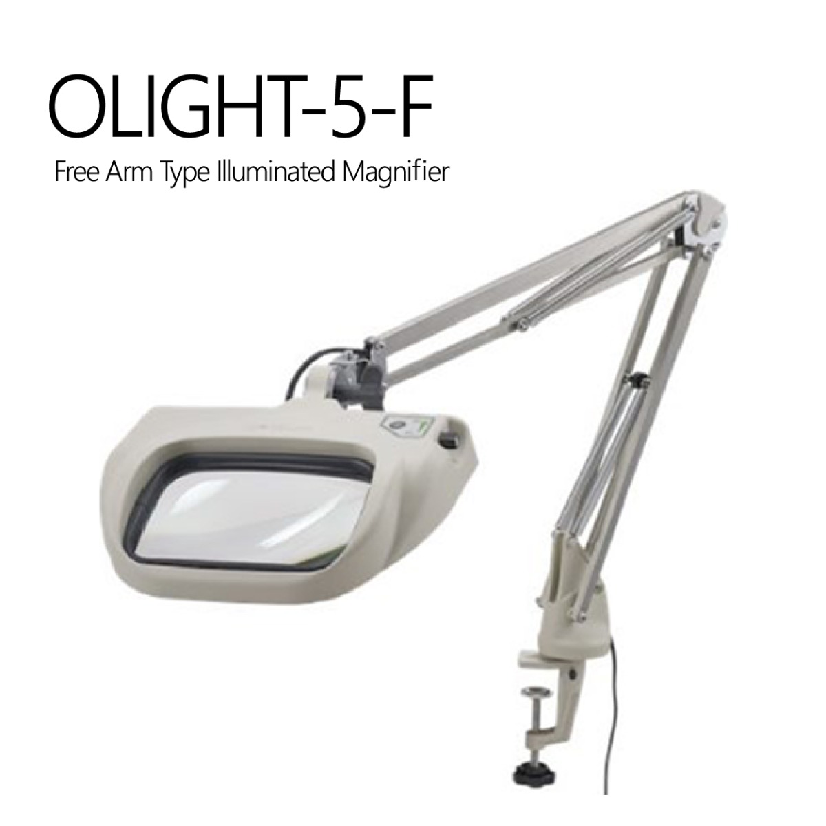 OLIGHT-5-F โคมไฟแว่นขยายแบบมีแขนยึดติดกับโต๊ะ (Free-arm-type LED illuminated magnifier / Fixed-type desk holder)