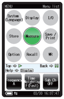 Menu screen Menu screen