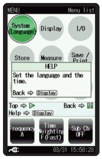 Help screen Help screen