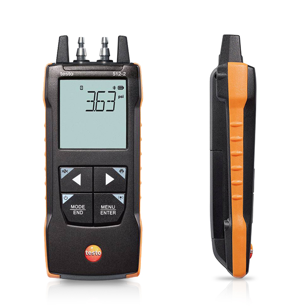 Testo 512-2 ภาพแสดงตัวเครื่องด้านหน้าและด้านข้าง Testo 512-2 ภาพแสดงตัวเครื่องด้านหน้าและด้านข้าง
